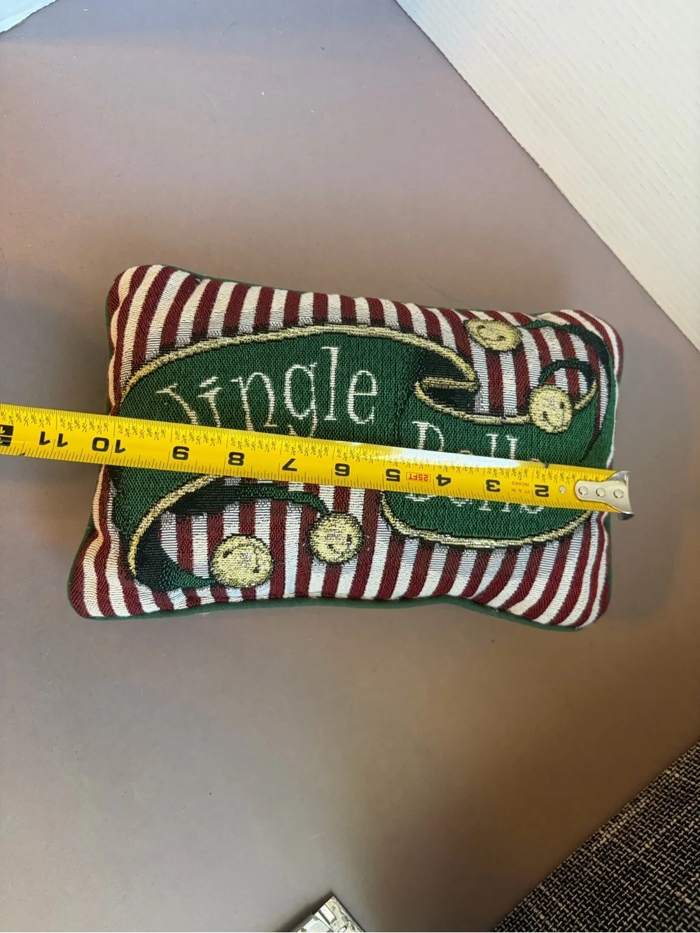 Festive 'Jingle Bells' Decorative Pillow - Red & Green